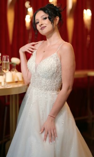 Rochie de mireasă A-line din voal