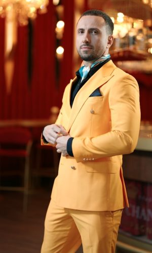 costum elegant portocaliu bărbați